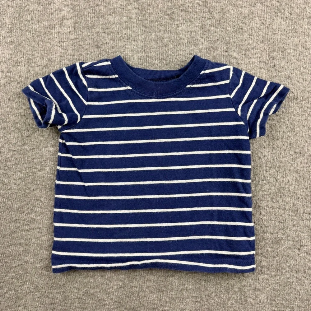 Carters Cat & Jack Baby Boys 4pc‎ Lot Bodysuits Tee 9-12M Blue White Striped